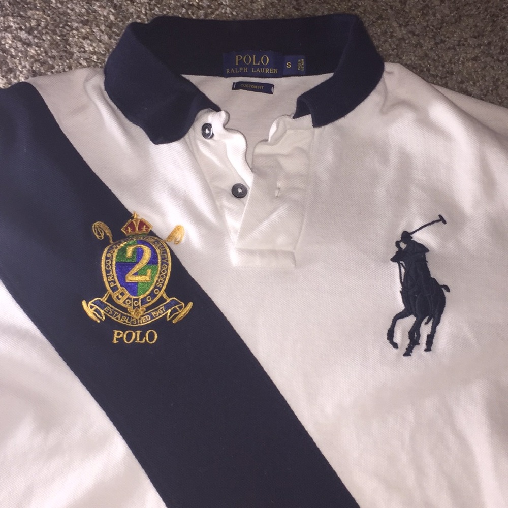White/blue Polo shirt